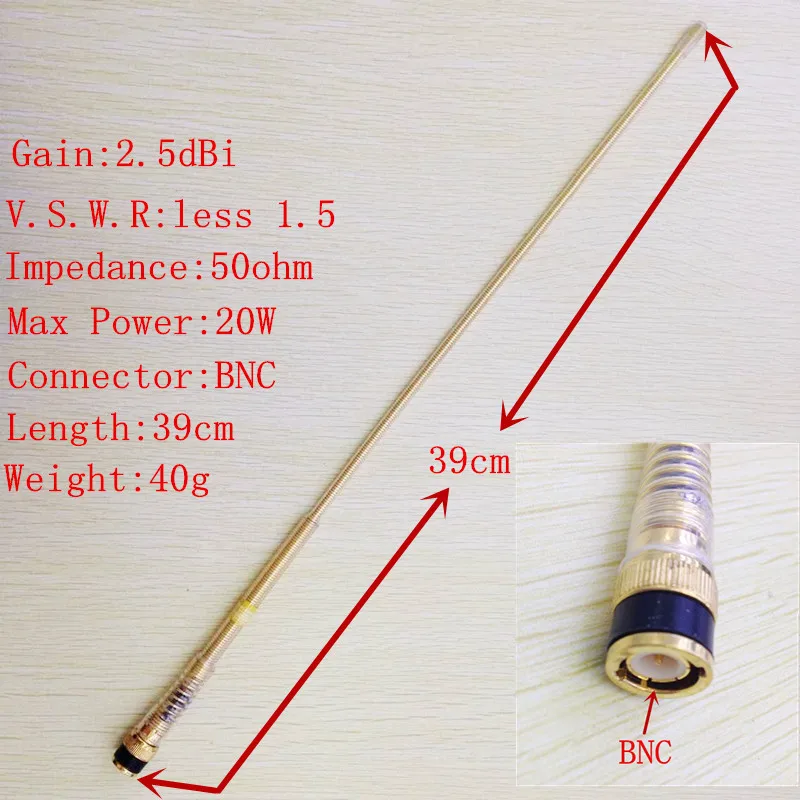 

High Gain Flexible Gold Yellow BNC UHF VHF Dual Band 144/430mhz antenna for Icom IC V8,V82,V80E,V85,TK208,TK308etc walkie talkie