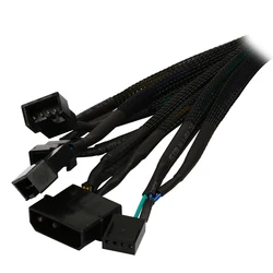 Black Net Sleeved 12 inch IDE Molex to 3 x TX4 4-pins PWM CPU Case Cooling Fan Splitter Hub Power Adapter Cable w/ RPM Feedback