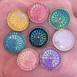 New DIY 10pcs AB Resin 20mm Round Snow Flatback Rhinestone Wedding Buttons Craft R59