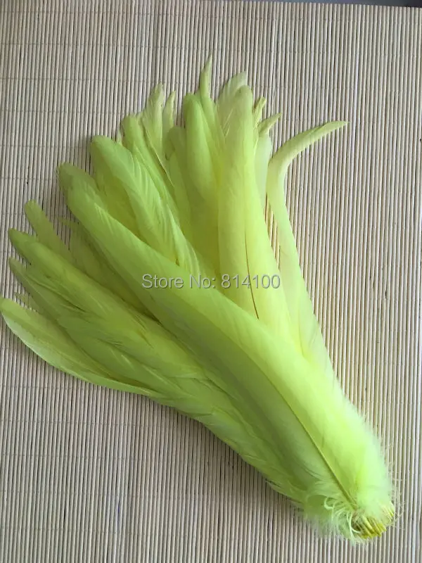 

Rooster tail feather Fluorescent yellow DIY feather clothing jewelry accessories wedding Party supplies performance necessary