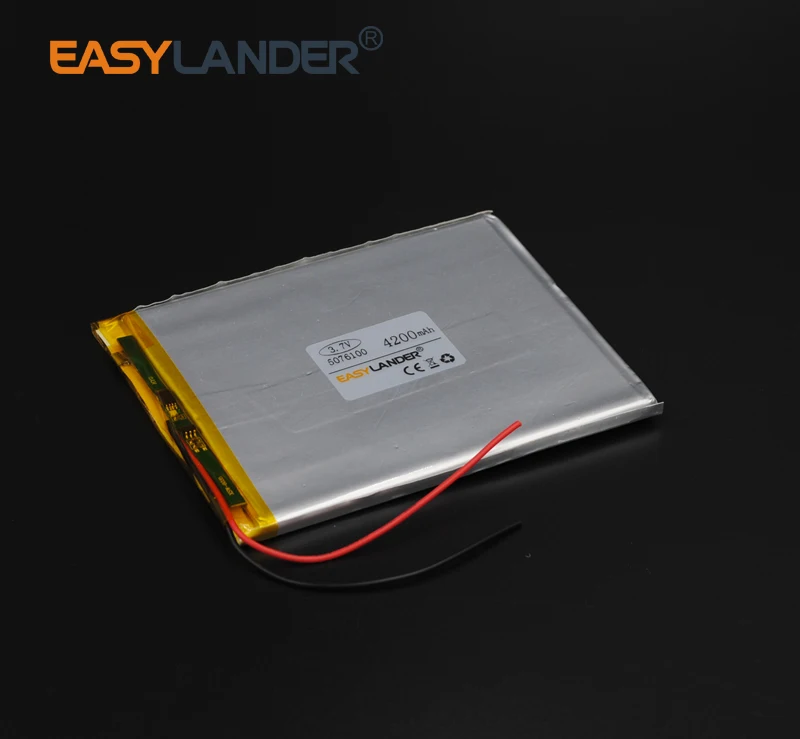 3.7V 4200mah 5076100 Polymer Lithium Li-ion Rechargeable Battery For GPS PSP DVD PAD e-book tablet pc power bank video game