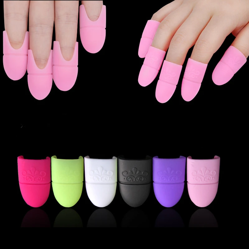 Silicone e plástico uv gel polonês removedor, 10pcs, clip cap, manicure, limpeza, ferramenta de arte do prego, dedo reutilizável, novo