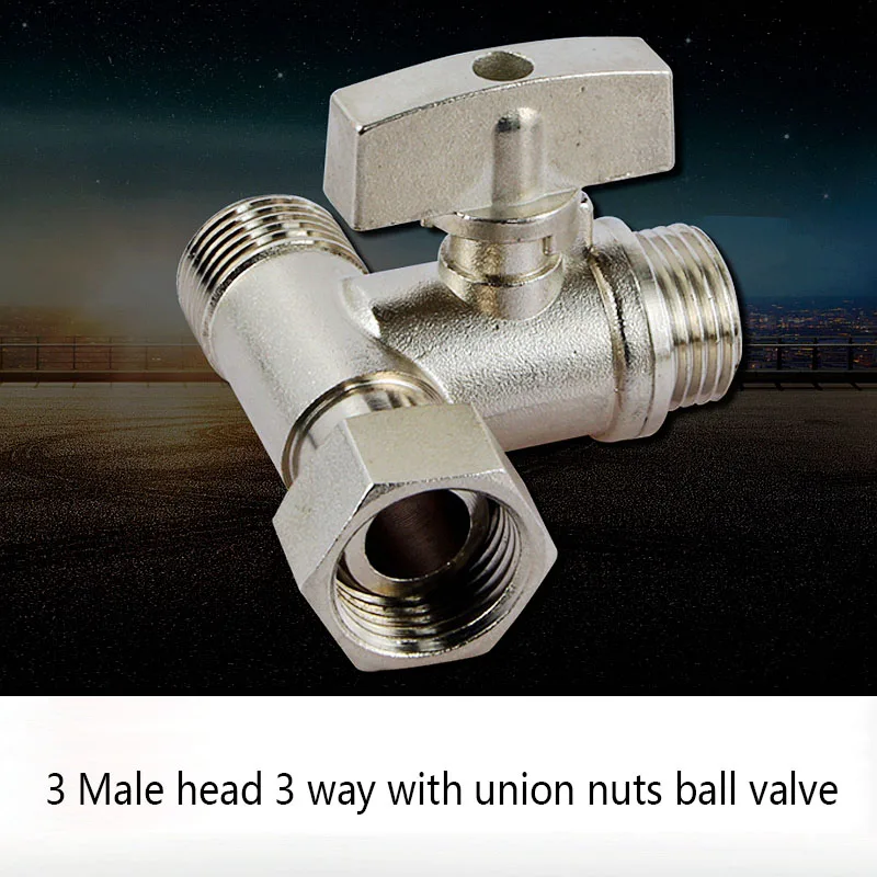 three-way with live joints brass ball valve 1/4