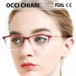 OCCI CHIAR Cat Eye Blue Light Glasses Frame Women Computer Glasses Decorative Myopia Prescription Eyeglasses Frames Fake Eyewear