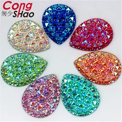 Cong Shao 30Pcs 30*40mm AB Color Drop Shape Resin Rhinestones Appliqu Flatback Crystal Stones DIY Costume Accessories CS523