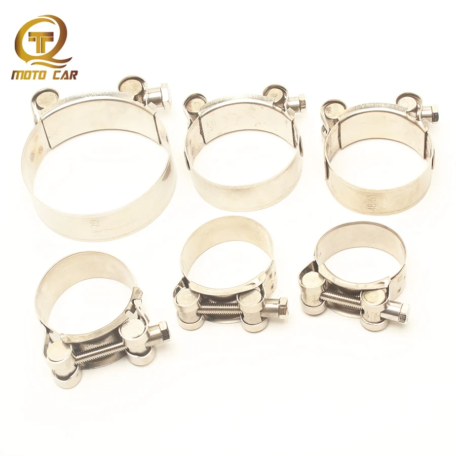 Motorcycle Exhaust Clamp Clip Stainless Steel Fixed Ring Support Mounting Bracket 36-39 40-43 44-47 48-51 52-55 74-79MM