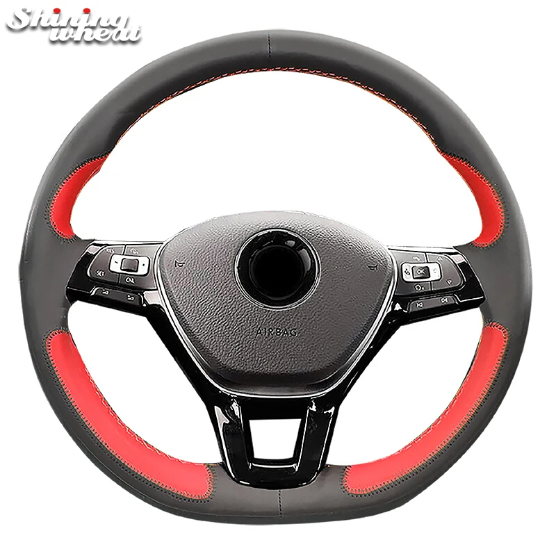 

Shining wheat Artificial Leather Hand-stitched Steering Wheel Cover for Volkswagen VW Golf 7 Mk7 New Polo Jetta Passat B8