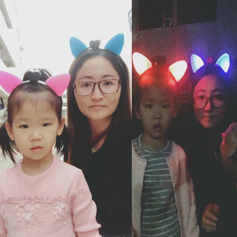 

2018 Top Fashion 24pcs/lot Glow Light Ears Xmas Led Headwear For Birthday Party Kids Decoration Colorful Headband Children Gift