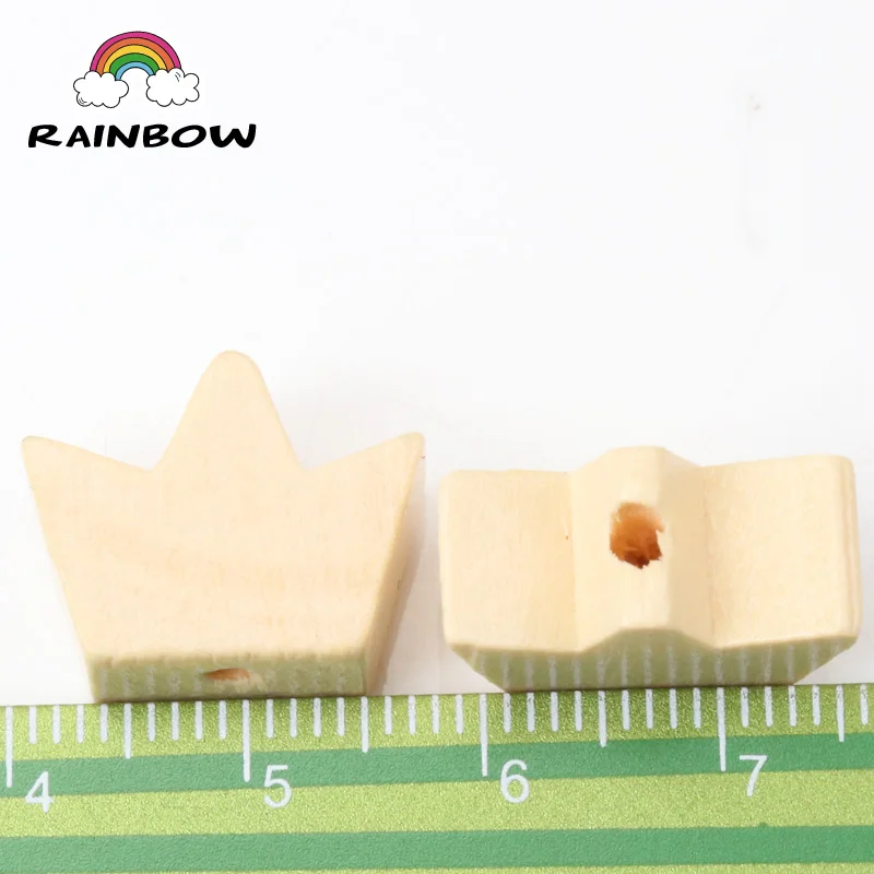 New Natural Crown Pattern Wooden Material Spacer Beads For Kids Jewelry making DIY 13x18mm 20pcs