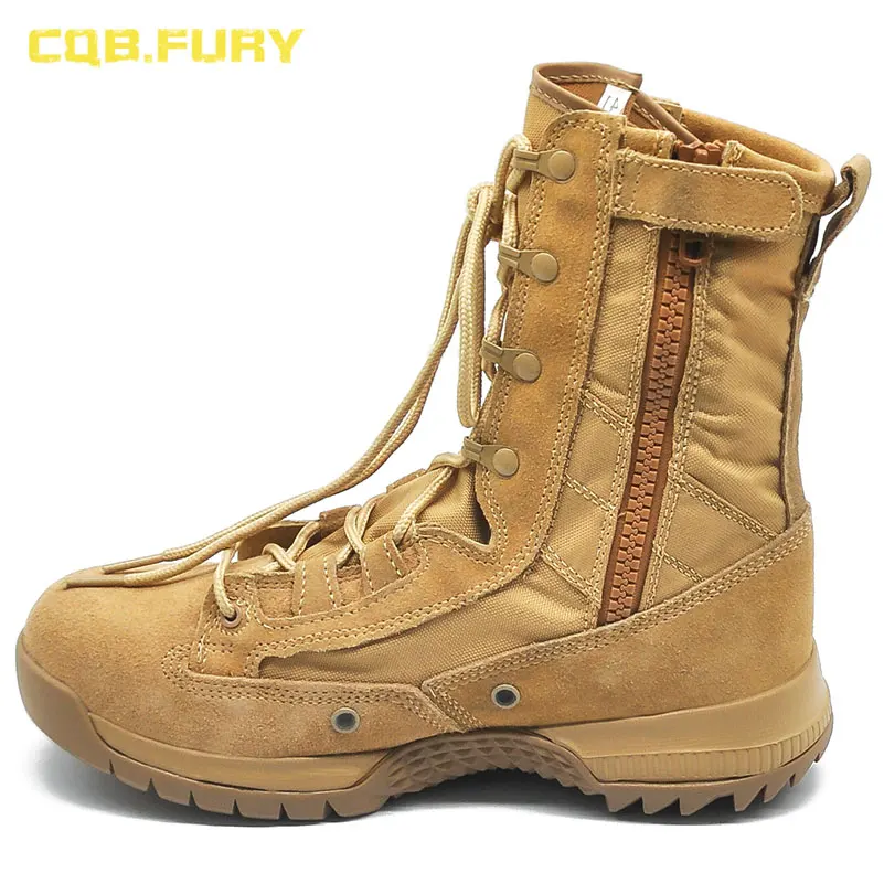 CQB.FURY Spring Mens Army Tactical Boots Fashion Style Comfortable Cow suede desert combat boot Ankle-up army boots with zipper