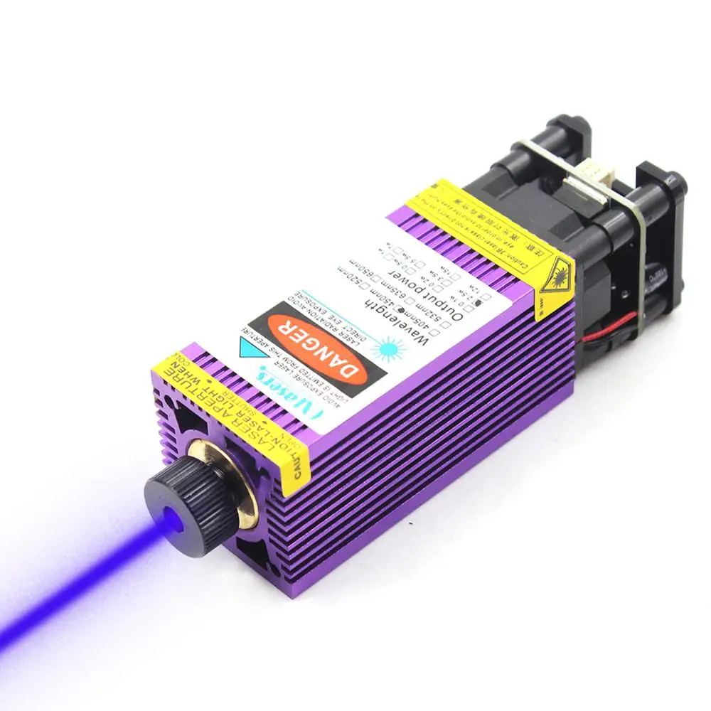 oxlasers NEW 450nm 2500mW Blue Laser Module 3000mW 3.5W Engraving Laser Head 5W Focusable Cutting Laser with PWM Purple Heatsink