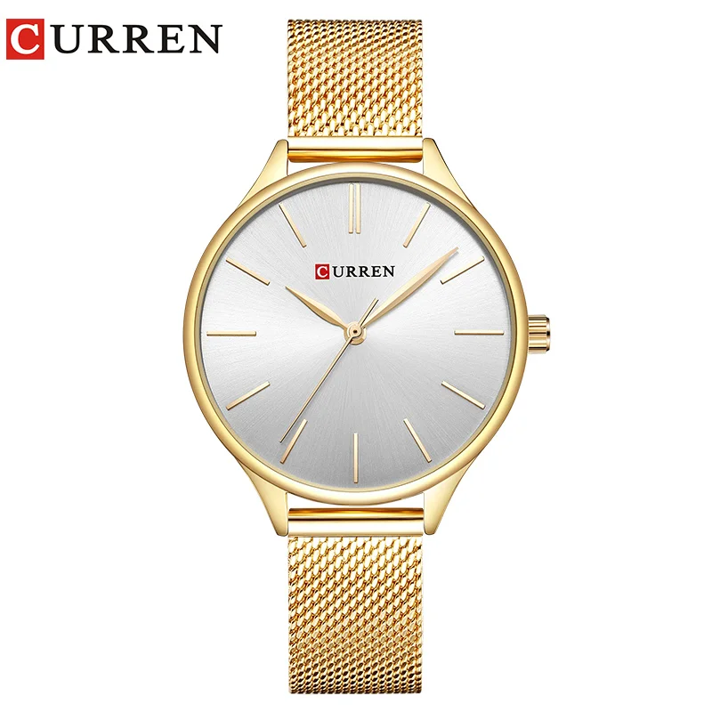 Curren einfache Uhren heißen Verkauf Armbanduhren Frauen Marke Mode Kleid Damen Armband Uhr Roségold Uhr Geschenke