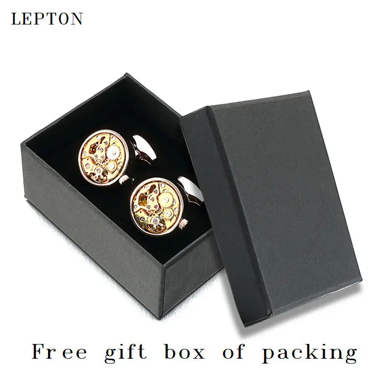 2017 New Functional Watch Movement Cufflinks Stainless Steel Steampunk Gear Watch Mechanism Cuff links for Mens With Gift Box