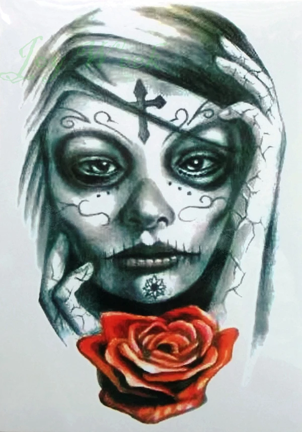 Waterproof Temporary Tattoo Sticker big size enchantress witch women Mexican skull tatto flash tatoo fake tattoos for girl