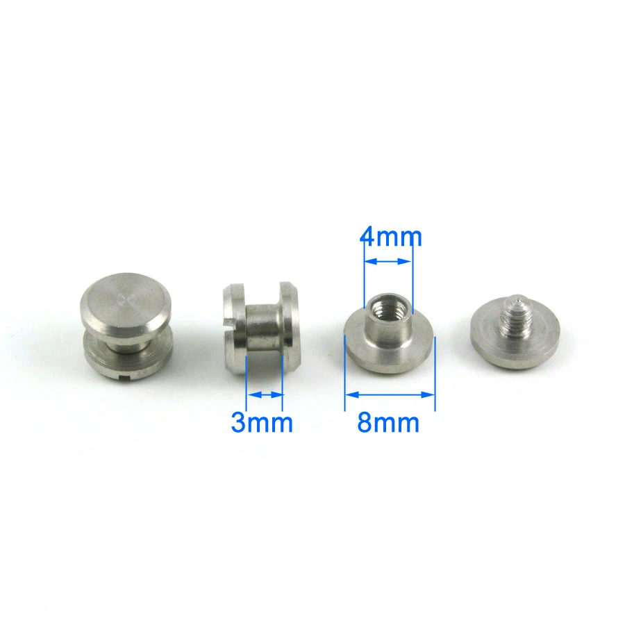 20 Set 8*3mm  304 Stainless Steel Rivet Chicago Screw for Leather Craft Flat Head