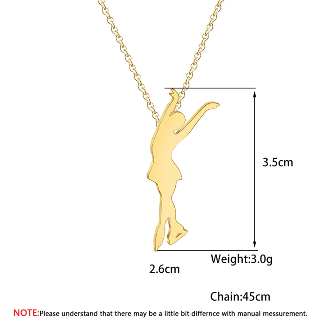 Kinitial Fashion Stainless Steel Pendant Women Figure Skating Necklace Charm Ice Skating Girls Choker Statement Jewelry Gift