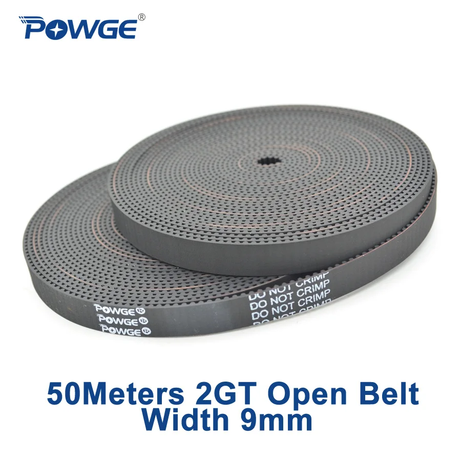 

POWGE 2M 2MGT 2GT open synchronous Timing belt width 9mm Rubber GT2 2GT-9mm Small backlash Linear Motion 3D Printer 50Meters