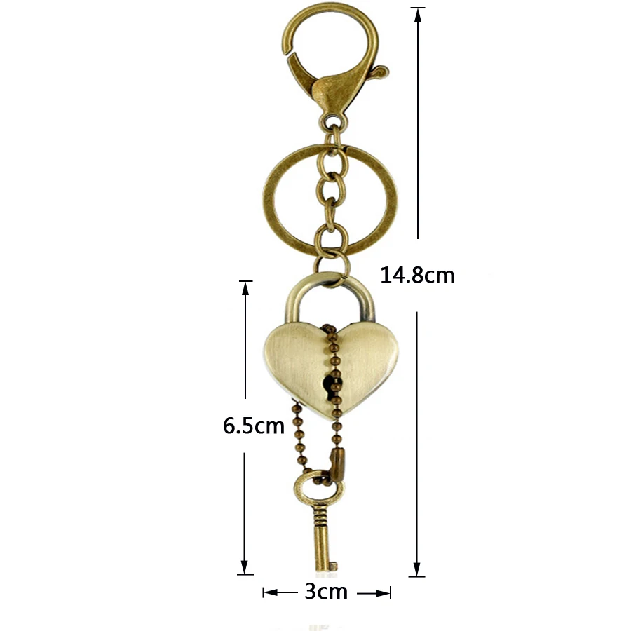 Bronze Plated Key&Lock Style Couple Keychain Bag Keyfobs Llaveros Charm Car Key Chain Holder Novelty Jewelry Lovers Gift FY067
