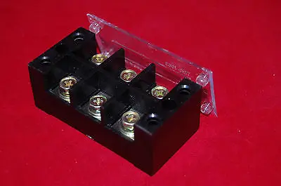 Lot of 2 pcs 3 Position 100A 600V Barrier Dual Row Terminal Block/Strip w/Cover