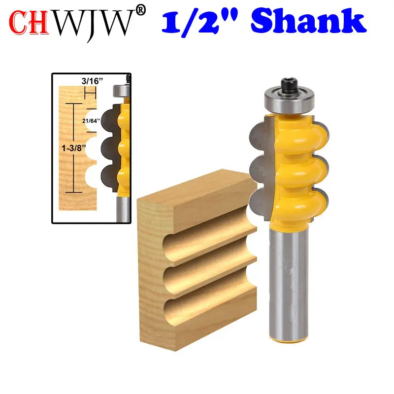 

1pc 1/2" Shank Triple Flute Molding Router Bit Line knife Woodworking cutter Tenon Cutter for Woodworking Tools