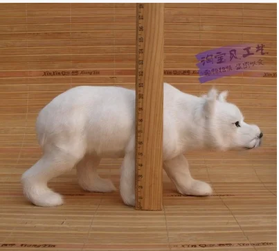 new simulation white bear toy handicraft resin&fur standing bear doll gift about 23x8x12cm 0827