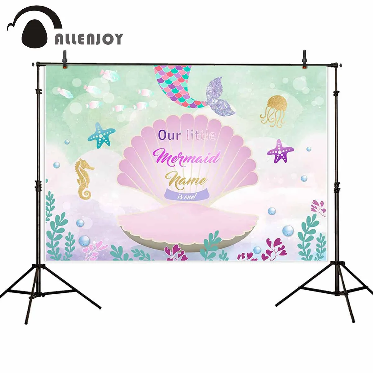 

Allenjoy Mermaid Princess birthday party photography backdrop seabed shell fairy tale background children photophone photocall