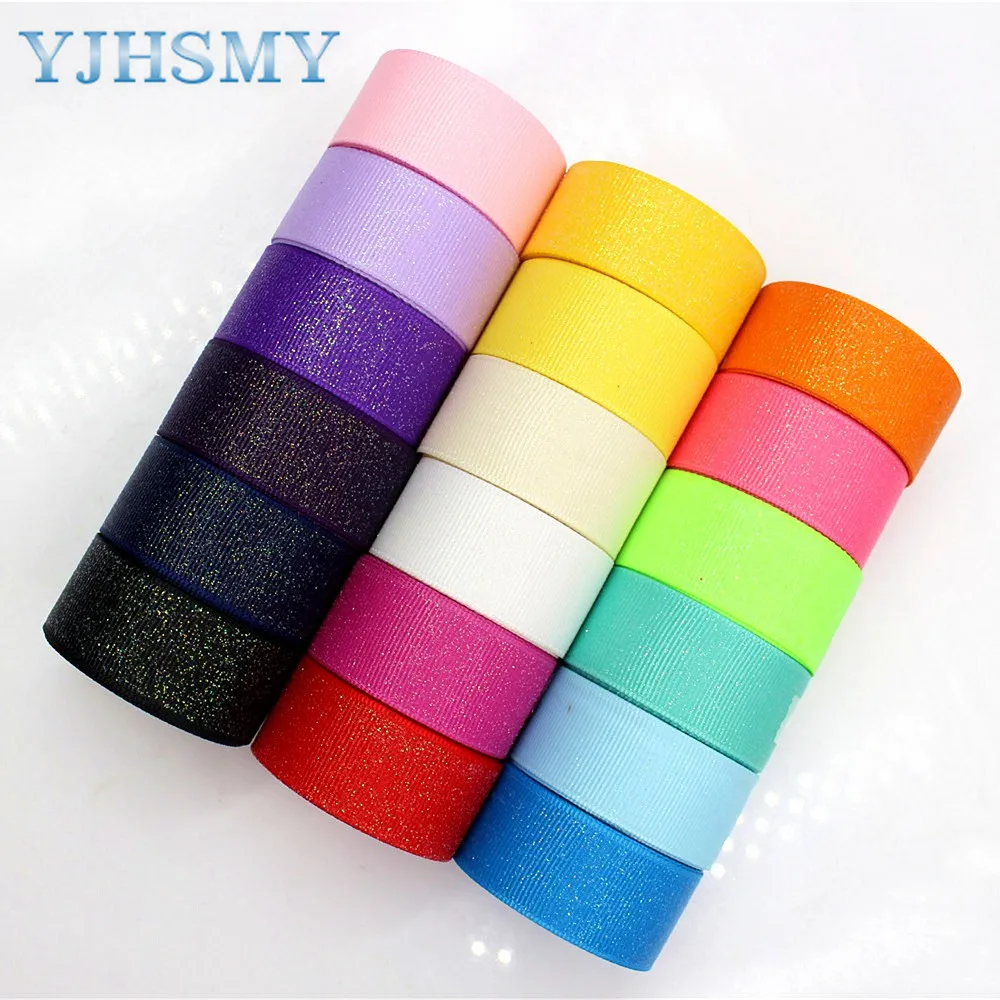 YJHSMY D-17808-694,22 mm 5 Yards Solid color flash Ribbons Thermal transfer Printed grosgrain,Wedding decoration,DIY material