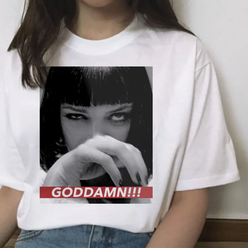 pulp fiction t shirt women clothes harajuku female top tee shirts ulzzang graphic femme korean summer 90s mia Casual kawaii