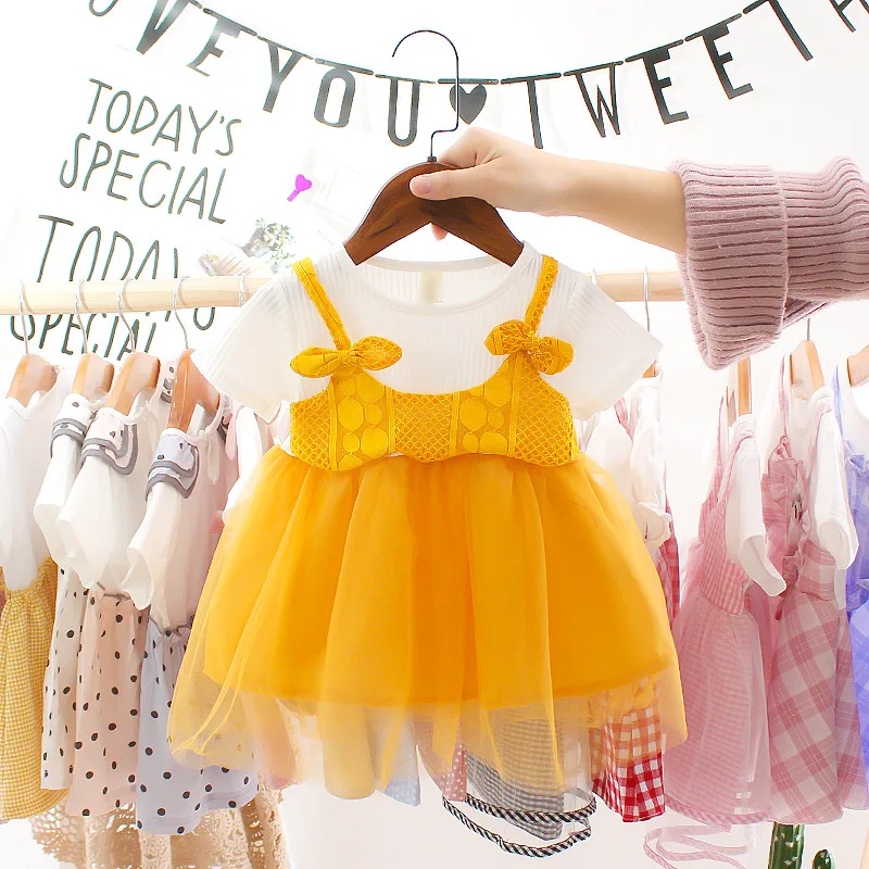 0-2Y Summer Newborn Baby Girl Clothing Cute Toddler Girls Dress Cotton Mesh Princess Party Birthday Costume Infant Kids Sundress