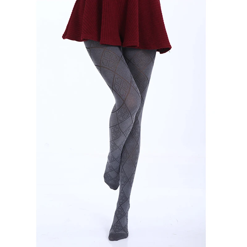 Hot Spring Autumn Tights 280 Denier Not Opaque Plaid Pattern Jacquard Velvet Pantyhose, Sexy and High Elasticity