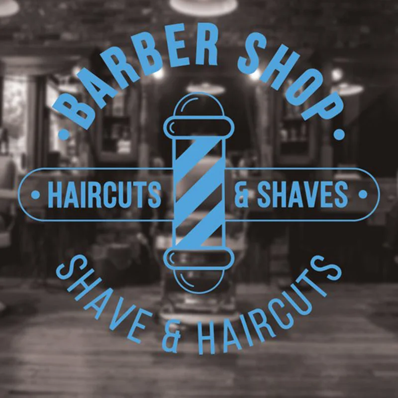 Barber Shop Logo Wall Decal Traditional Barbers Decals Sticker Window Barber shop Art Sign Removable Art Mural Home Decor x59
