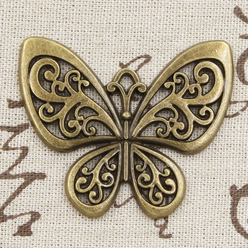 2pcs Charms Hollow Butterfly 50x57mm Antique Pendant fit,Vintage Tibetan Bronze Silver color,DIY Handmade Jewelry