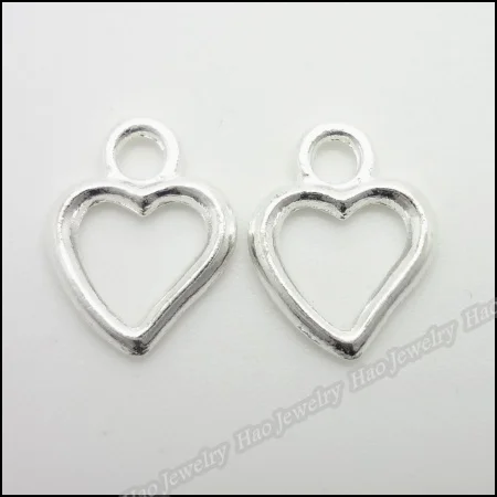 

140 pcs Vintage Charms Heart Love Pendant Bright silver Fit Bracelets Necklace DIY Metal Jewelry Making