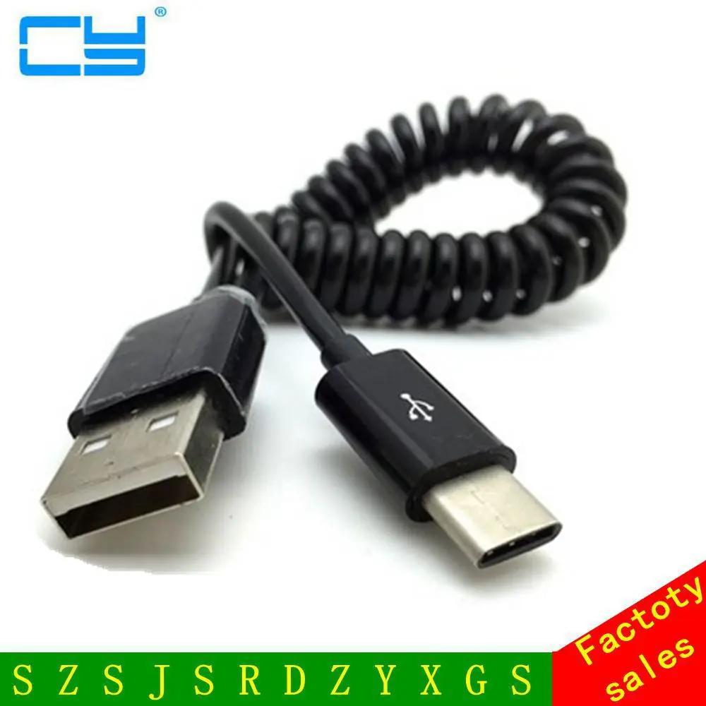 3M Spring Coiled retractable flex usb male to usb type c cable usb-c data charging for letv le1 Max Pro oneplus two 2