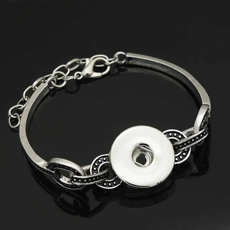 Fashion metal Snap bracelet 18cm adjustable Lobster clasp fit 18MM snap buttons jewelry wholesale SG0051