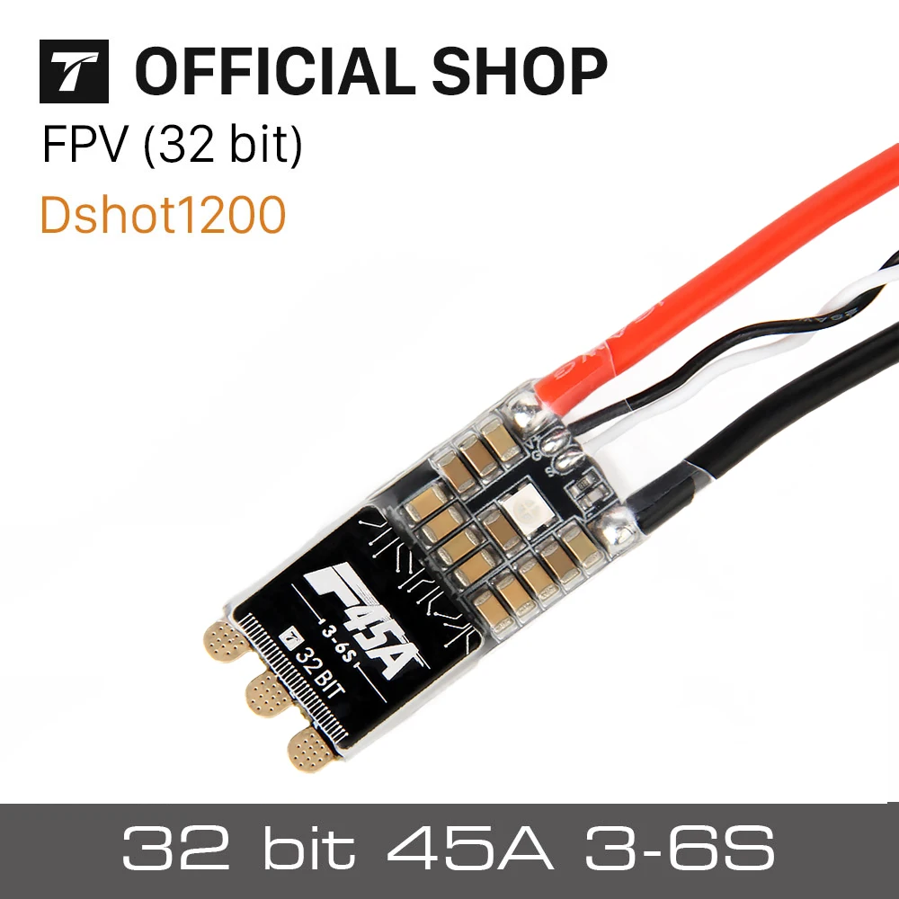 T-motor F45A V2 45A 3-6S ESC BLHeli_32 Dshot1200 Stm32f501 Escobillas ESC Soporte Oneshot Multishot 45A w/ RGB LED Spare parts