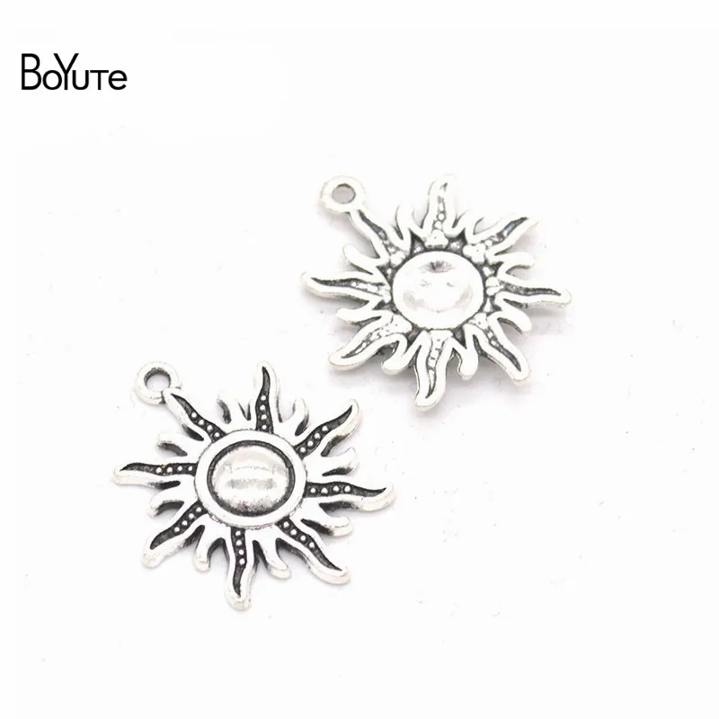 BoYuTe (50 Pieces/Lot) 4 Colors 28*25MM Metal Alloy Sun Pendant Charms Diy Hand Made Jewelry Accessories