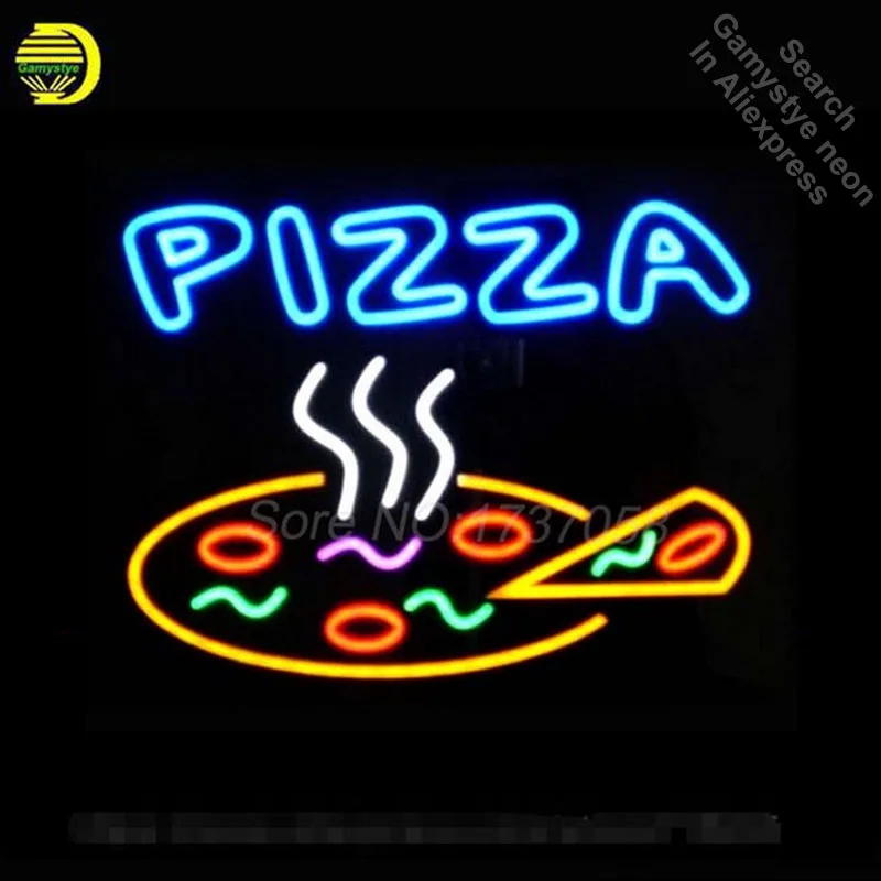 

PIZZA Neon Sign Real Glass Tube Handicrafted Custom LOGO Texans Recreation Room Neon Bulbs Decorative Commercial Lamp VD 17"X14"