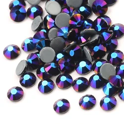 QIAO Retro blue Iron on Stone AAA Rhinestone Flat Back Hot Fix Rhinestones Crystal Glass Garment Wedding Dress Gem