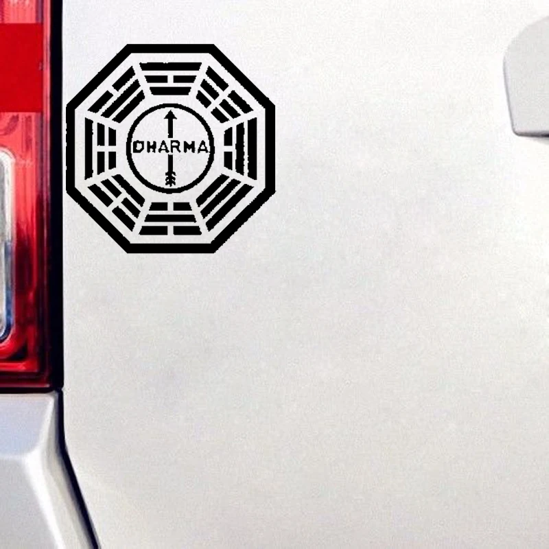 YJZT 15CM*15CM Lost Dharma Initiative Personality Vinyl Car Stickers Black/Silver Decoration Decal