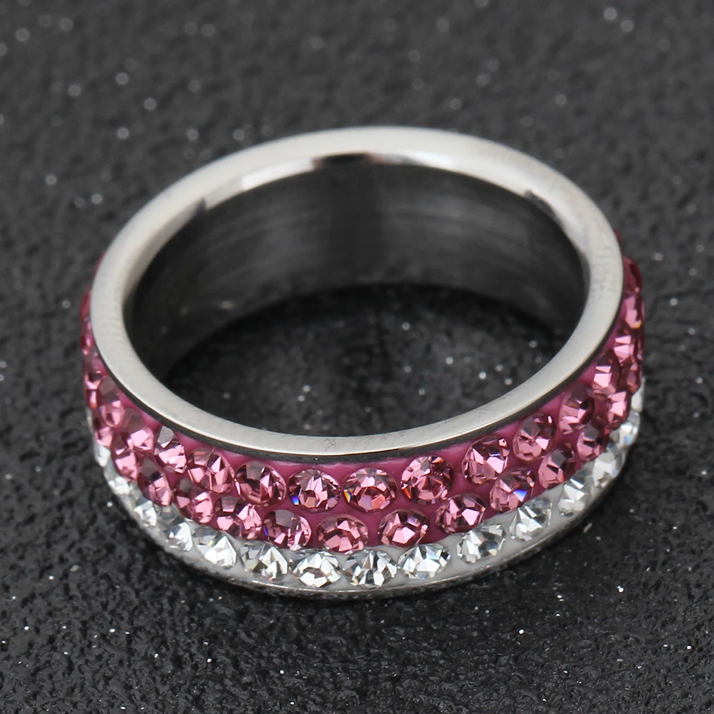 Christmas gift  Czech crystal rings for women and girl High Quality stainless steel ring accessories jewelry Wholesale