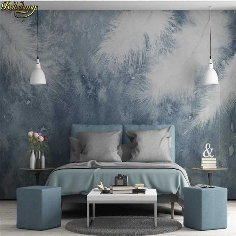 

beibehang Custom photo wallpaper murals modern minimalist hand-painted feathers small fresh Nordic backdrop papel de parede