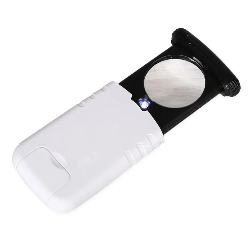 8X 37mm Lens LED Illuminated Pull-out Jewelry Gem Identifying Type UV Light Magnifier Magnifying Glass Loupe with Lamps