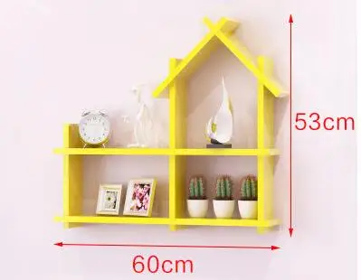 Solid wood shelf on the wall.. Hanging bookcase bedroom walls. Decorative frame