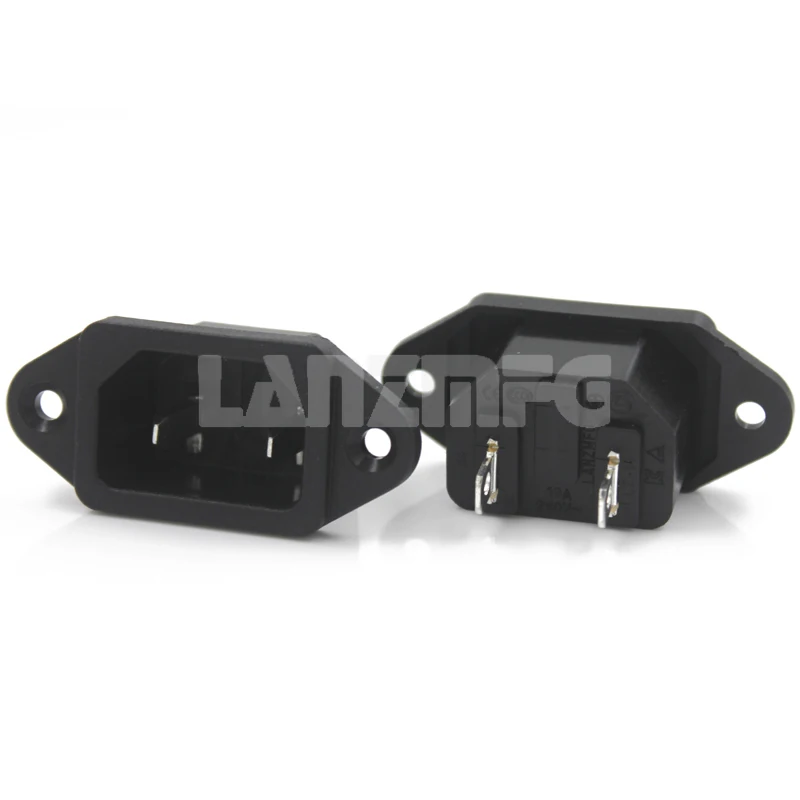 LZ-18-1 2Pin C18 250V AC Electrical Supply Male Connector Plug Power Socket with Ear for Secure Connection