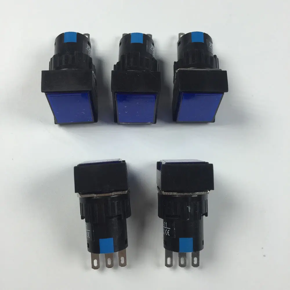 5 pz 3 Pin Auto-reset Spia Lampada Rettangolo di Tipo