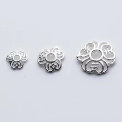 2pcs100% 925 Sterling Silver Bead Caps 5/6/8/9mm Crystal Jades Bracelets Earrings Flower Silver SpacerCaps DIY Jewelry Findings