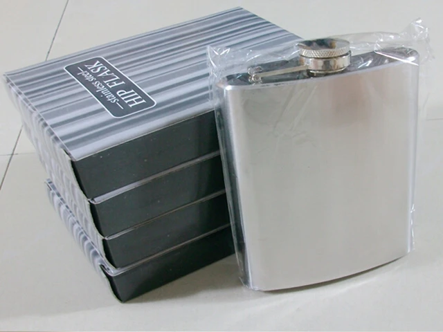 50pcs/lot Fedex DHL FreeShipping Protable Pocket 6oz 170ml Stainless Steel Hip Flask With Metal Screw Cap