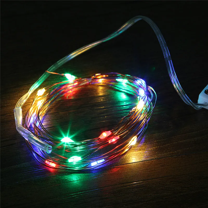 Copper Led Fairy Lights 1M 10LEDS Christmas Lamp CR2032 Button Battery Operated LED String Light for Xmas Wedding Decoration