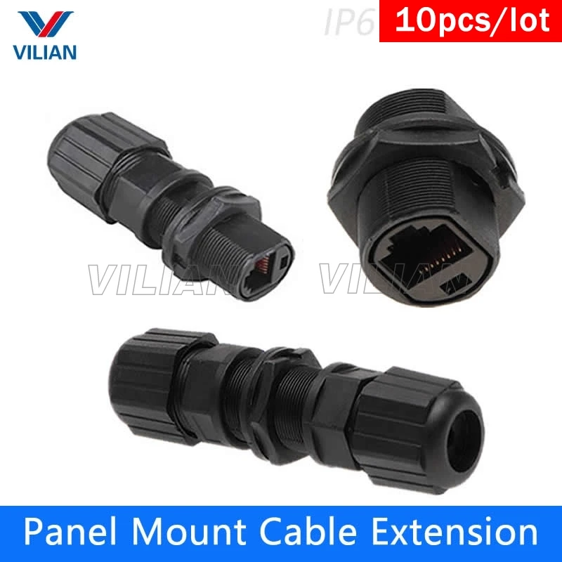 

IP67 RJ45 Ethernet waterproof adapter socket Connector Panel Mount Outdoor Straight-through joint plug 8P8C 10 units